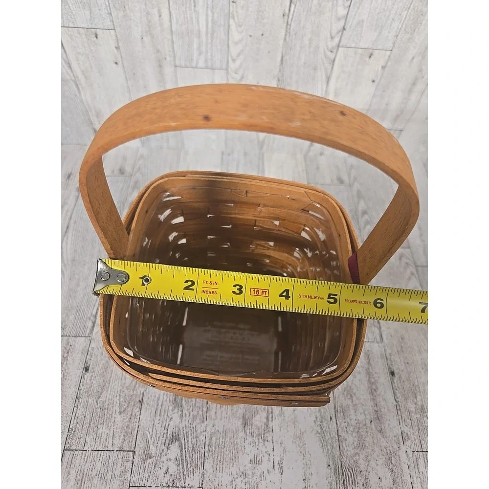 Longaberger Basket with Charm Vertical Handled 1993 Protector 10